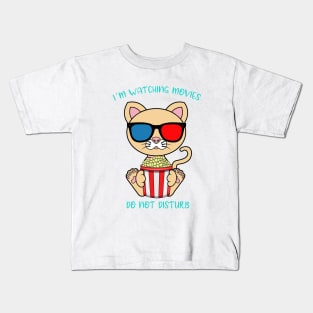 I am watching movies, cute cat Kids T-Shirt